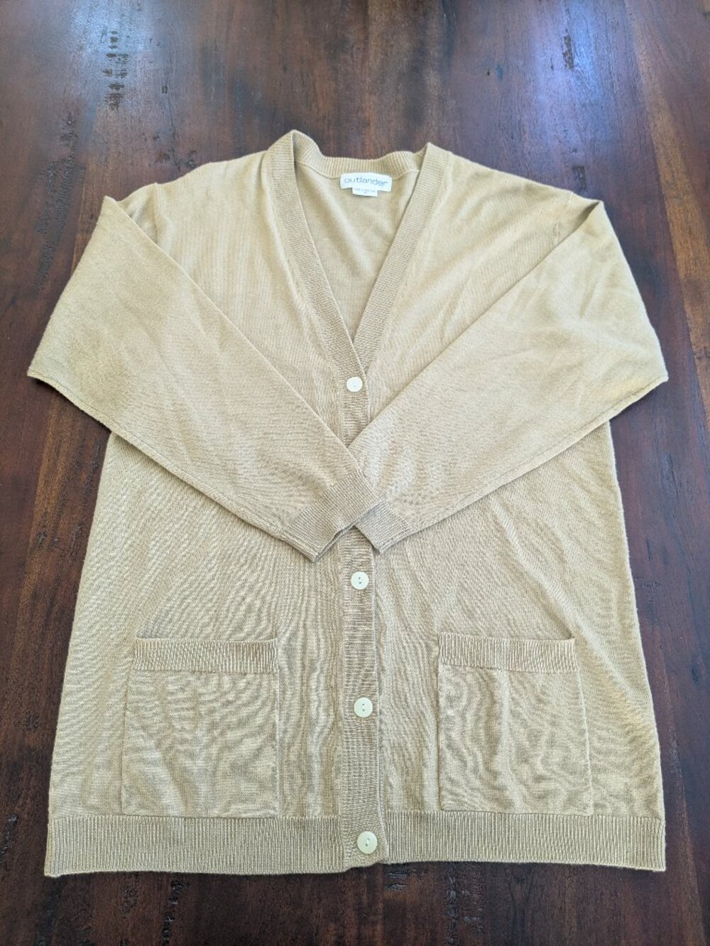 Vintage Outlander Tan Wool Blend Button-Front Pocket Cardigan Sweater - XL